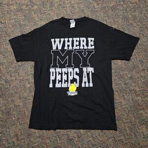 Vtg Y2k WHERE MY PEEPS AT Big Spellout Graphic Easter Holiday Candy T Shirt Lg